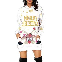 Weihnachten Damen Kostüm - lässig Weihnachts Kleidung Sweaterkleider Muster Elegant Weihnachtspullover Damen Led Christmas Party Dresses Weihnachtskleid Damen Sexy Rot Weihnachtsfrau Midi Kleid von HAQUOS