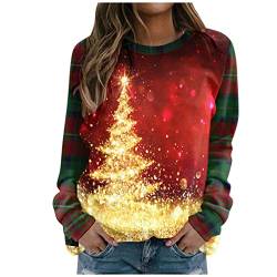 Weihnachten Pullover Damen - Ugly Sweatshirt Pulli Leichte Weihnachtspulli Festival Schneeflocke Druck klassisch Weihnachtsparty Oberteile Langarm Weihnachten Pullover Xmas Pulli Shirt von HAQUOS