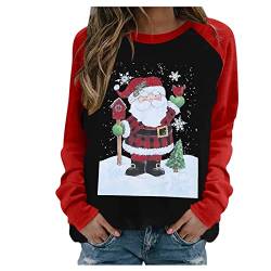 Weihnachtspullover Damen Led - Druck Baumwolle Weihnachtspulli Leichte Weihnachtspulli Merry Christmas Sweatshirt Sweater Weihnachtsdruck Weihnachtspulli Teenager Mädchen Herbst Winter Sweatshirt von HAQUOS