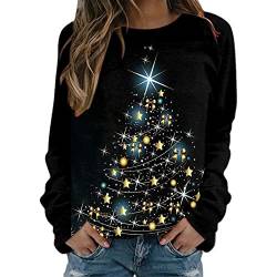 Weihnachtspullover Damen Led - Druck Baumwolle Weihnachtspulli Lustig Rudolph Rentier Cartoon Drucken Oberteil Weihnachtsparty Oberteile Weihnachtspulli Teenager Mädchen Damen Löwenzahn Sweatshirt von HAQUOS