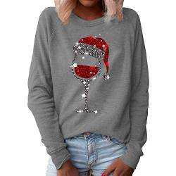 weihnachtsshirt Damen - Lustig Rudolph Rentier Elfe Shirt Langarmshirt Lose Bluse Tops Langarm Pullover Große Größe Shirt Damen 3/4 Arm Elegant Slim Fit Weihnachtsbluse Weihnachtspulli Basic Shirt von HAQUOS