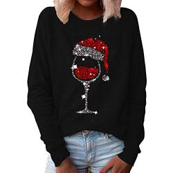 weihnachtsshirt Damen - Lustig Rudolph Rentier Elfe Shirt Langarmshirt Lose Bluse Tops Langarm Pullover Große Größe Shirt Damen 3/4 Arm Elegant Slim Fit Weihnachtsbluse Weihnachtspulli Basic Shirt von HAQUOS