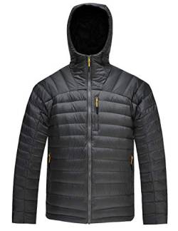 HARD LAND Herren Ultraleicht Daunenjacke Steppjacke mit Kapuze Winterjacke Packable Mantel (XXXXL, Kohlengrau) von HARD LAND