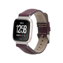 HARDISTON Smartwatch-Armband, kompatibel mit Fitbit Versa 4, handgefertigtes Echtleder, Ersatzarmband aus Leder für Damen und Herren, Größe M, Violett von HARDISTON