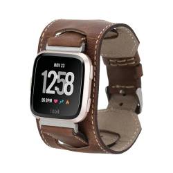 HARDISTON Smartwatch-Armband, kompatibel mit Fitbit Versa 4, handgefertigtes Echtleder, Ersatzarmband aus Leder für Damen und Herren (Größe M, Braun) von HARDISTON