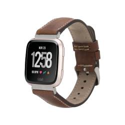 HARDISTON Smartwatch-Armband, kompatibel mit Fitbit Versa 4, handgefertigtes Echtleder, Ersatzarmband aus Leder für Damen und Herren (klein, braun) von HARDISTON