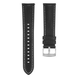 HARFINGTON Leder-Uhrenarmband, 20 mm breit, Schnellverschluss, flexible Passform, atmungsaktiv, Vintage-Leder-Uhrenarmband mit Federsteg, für die meisten Männer und Frauen, Smartwatch, Schwarz von HARFINGTON