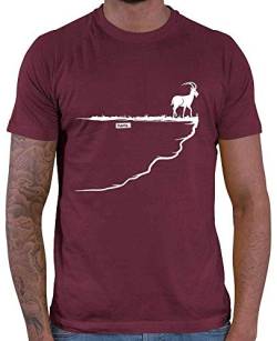 HARIZ - Berge Shirt - Steinbock Fels Berg Alpen - Camping wandern - Herren T-Shirt und Männer Tshirt Wein Rot XXL von HARIZ