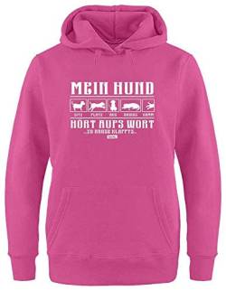 HARIZ Damen Hoodie Mein Hund Hört Aufs Wort 2 Hund Haustier Plus Geschenkkarte Pink L von HARIZ