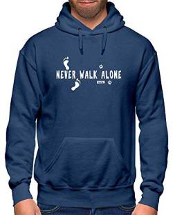 HARIZ Herren Hoodie Never Walk Alone 2 Hund Haustier Inkl. Geschenk Karte Navy Blau 5XL von HARIZ