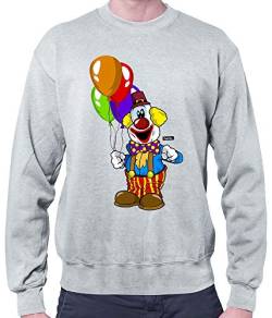 HARIZ Herren Pullover Clown Luftballons Fröhlich Karneval Kostüm Inkl. Geschenk Karte Hell Grau L von HARIZ