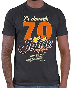 HARIZ Herren T-Shirt Es Dauerte 70 Jahre Um So Gut Auszusehen 70 Geburtstag Siebzig Sprüche Inkl. Geschenk Karte Dunkel Grau 3XL von HARIZ