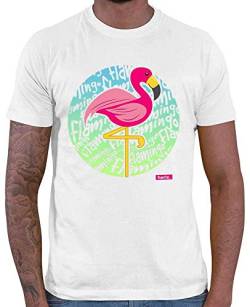 HARIZ Herren T-Shirt Flamingo Schrift Süß Tiere Dschungel Plus Geschenkkarten Weiß XL von HARIZ