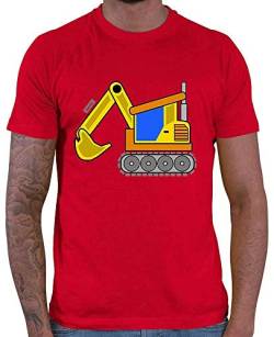 HARIZ Herren T-Shirt Gelber Bagger Bagger Eisenbahn Plus Geschenkkarte Rot XL von HARIZ