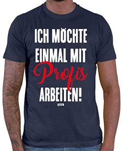 HARIZ Herren T-Shirt Ich Möchte Einmal Mit Profis Arbeiten Lustiger Spruch Plus Geschenkkarte Navy Blau L von HARIZ