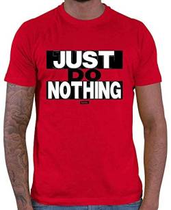 HARIZ Herren T-Shirt Just Do Nothing Sprüche Schwarz Weiß Inkl. Geschenk Karte Rot 4XL von HARIZ