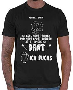 HARIZ Herren T-Shirt Mein Arzt Sagte Dart Darten Dartscheibe Sport Fun Trikot Inkl. Geschenk Karte Schwarz 5XL von HARIZ