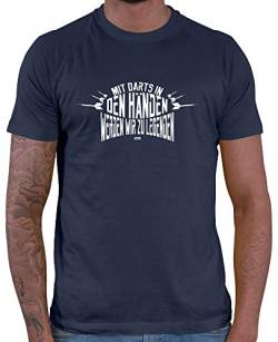 HARIZ Herren T-Shirt Mit Darts In Den Händen Werden Wir Zu Legenden Dart Sprüche Männer Sport Fun Trikot Plus Geschenkkarten Navy Blau 5XL von HARIZ