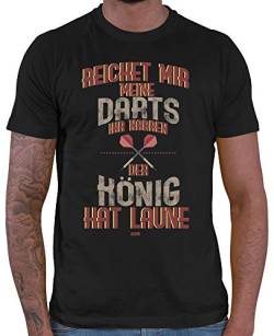 HARIZ Herren T-Shirt Reichet Mir Meine Darts Der König Hat Laune Dart Darten Dartscheibe Weltmeisterschaft Plus Geschenkkarten Schwarz 4XL von HARIZ