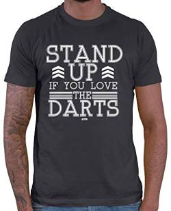 HARIZ Herren T-Shirt Stand Up Dart Darten Dartpfeile Weltmeisterschaft Plus Geschenkkarte Dunkel Grau XL von HARIZ