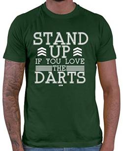 HARIZ Herren T-Shirt Stand Up Dart Darten Dartpfeile Weltmeisterschaft Plus Geschenkkarte Dunkel Grün L von HARIZ