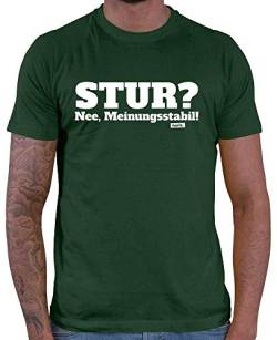HARIZ Herren T-Shirt Stur Nee Meinungsstabil Lustiger Spruch Plus Geschenkkarte Dunkel Grün L von HARIZ