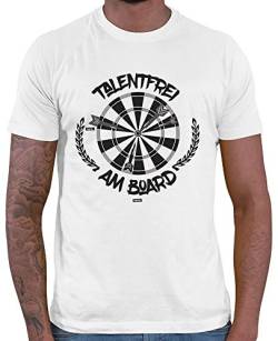 HARIZ Herren T-Shirt Talentfrei Am Board Dart Darten Dartscheibe Sport Fun Trikot Plus Geschenkkarten Weiß L von HARIZ
