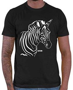 HARIZ Herren T-Shirt Zebra Süß Tiere Dschungel Inkl. Geschenk Karte Schwarz XXL von HARIZ