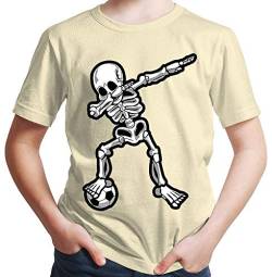 HARIZ Jungen T-Shirt Dab Skelett mit Fussball Dab Teenager Dance Weihnachten Plus Geschenkkarten Beige 128/7-8 Jahre von HARIZ