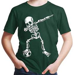 HARIZ Jungen T-Shirt Dab Skelett mit Fussball Dab Teenager Dance Weihnachten Plus Geschenkkarten Dunkel Grün 140/9-11 Jahre von HARIZ