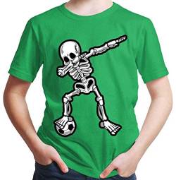 HARIZ Jungen T-Shirt Dab Skelett mit Fussball Dab Teenager Dance Weihnachten Plus Geschenkkarten Grün 140/9-11 Jahre von HARIZ
