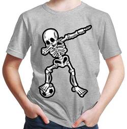 HARIZ Jungen T-Shirt Dab Skelett mit Fussball Dab Teenager Dance Weihnachten Plus Geschenkkarten Hell Grau 140/9-11 Jahre von HARIZ