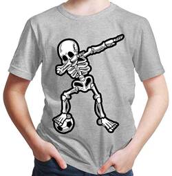 HARIZ Jungen T-Shirt Dab Skelett mit Fussball Dab Teenager Dance Weihnachten Plus Geschenkkarten Hell Grau 164/14-15 Jahre von HARIZ