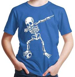 HARIZ Jungen T-Shirt Dab Skelett mit Fussball Dab Teenager Dance Weihnachten Plus Geschenkkarten Royal Blau 164/14-15 Jahre von HARIZ