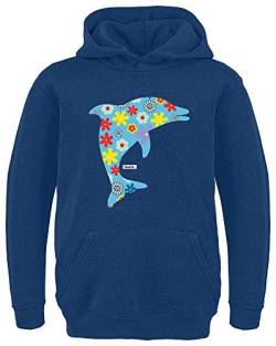 HARIZ Kinder Hoodie Delfin Blume Tiere Kindergarten Inkl. Geschenk Karte Navy Blau 152/12-13 Jahre von HARIZ