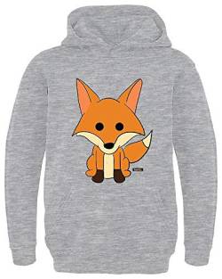 HARIZ Kinder Hoodie Fuchs Süß Schmunzelnd Süß Tiere Dschungel Inkl. Geschenk Karte Hell Grau 104/3-4 Jahre von HARIZ