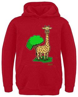 HARIZ Kinder Hoodie Giraffe Langer Hals Tiere Kindergarten Plus Geschenkkarte Rot 128/7-8 Jahre von HARIZ