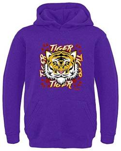 HARIZ Kinder Hoodie Tiger Schrift Tiere Kindergarten Plus Geschenkkarten Lila 140/9-11 Jahre von HARIZ