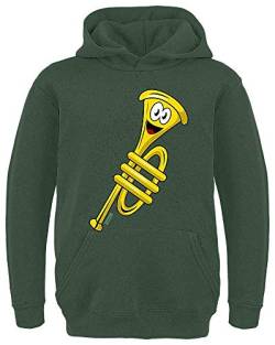 HARIZ Kinder Hoodie Trompete Lachend Instrument Kind Lustig Inkl. Geschenk Karte Dunkel Grün 164/14-15 Jahre von HARIZ