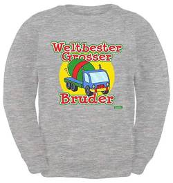 HARIZ Kinder Sweater Weltbester Grosser Bruder Lustiger Betonmischer Weltbester Grosser Bruder Plus Geschenkkarte Hell Grau 104/3-4 Jahre von HARIZ