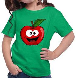 HARIZ Mädchen T-Shirt Apfel Lachend Früchte Sommer Plus Geschenkkarte Grün 140/9-11 Jahre von HARIZ