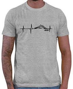 HARIZ - Shirt Wandern - Herzschlag Berge - zubehör wandern - Herren T-Shirt und Männer Tshirt Grau Meliert XL von HARIZ