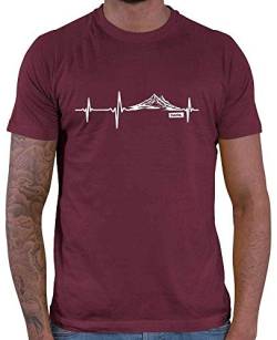 HARIZ - Shirt Wandern - Herzschlag Berge - zubehör wandern - Herren T-Shirt und Männer Tshirt Wein Rot L von HARIZ