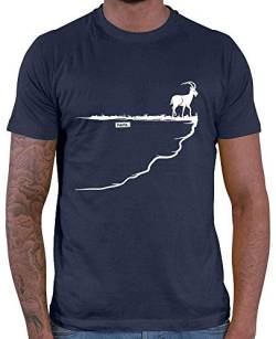 HARIZ - Shirt Wandern - Steinbock Fels Berg Alpen - Geschenke wandern - Herren T-Shirt und Männer Tshirt Navy Blau 5XL von HARIZ