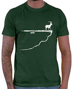 HARIZ - Shirt Wandern - Steinbock Fels Berg Alpen - wandern Shirt Herren - Herren T-Shirt und Männer Tshirt Dunkel Grün L von HARIZ