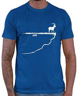 HARIZ - Shirt Wandern - Steinbock Fels Berg Alpen - wandern Shirt - Herren T-Shirt und Männer Tshirt Royal Blau M von HARIZ