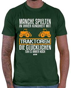 HARIZ - Tshirt Landwirt - Kindheit Spielen Traktor Landwirt - Geschenke für Landwirte - Bauer Tshirt Herren Dunkel Grün L von HARIZ