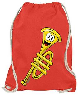 HARIZ Turnbeutel Trompete Lachend Instrument Kind Lustig Inkl. Geschenk Karte Rot One Size von HARIZ