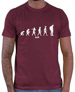 HARIZ - Wandern Geschenk - Wandern Evolution Urmensch - wandern Geschenk männer - Herren T-Shirt und Männer Tshirt Wein Rot XL von HARIZ