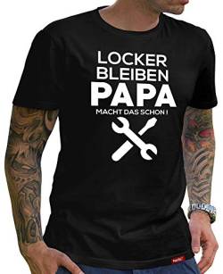 Handwerker Papa T-Shirt Herren Locker Bleiben Papa Macht das Schon Shirt Papa Spruch Vater Heimwerker Sprüche Papa zur Geburt Schwarz 3XL von HARIZ